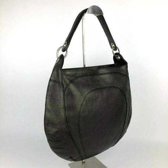 BANANAREPUBLIC Pebble Leather ShoulderBag Gunmetal - Picture 2 of 8